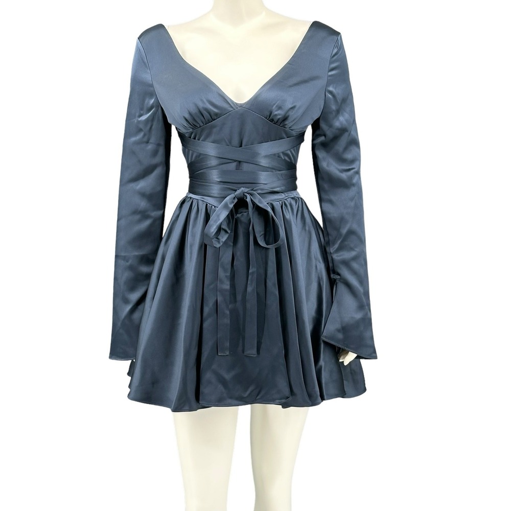 House of CB‎ Dress Womens Large Navy Dominique Plunge Mini Balletcore Party Prom